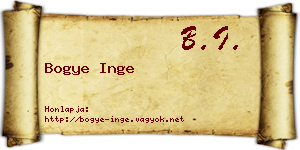Bogye Inge névjegykártya